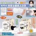 (預訂12月19日) 新包裝版本 韓國製2D Best Fit KF94 四層立體成人口罩 一盒50個（黑/白）